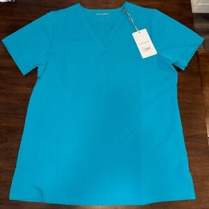 Mandala One Pocket Scrub Top Teal Blue Size Medium